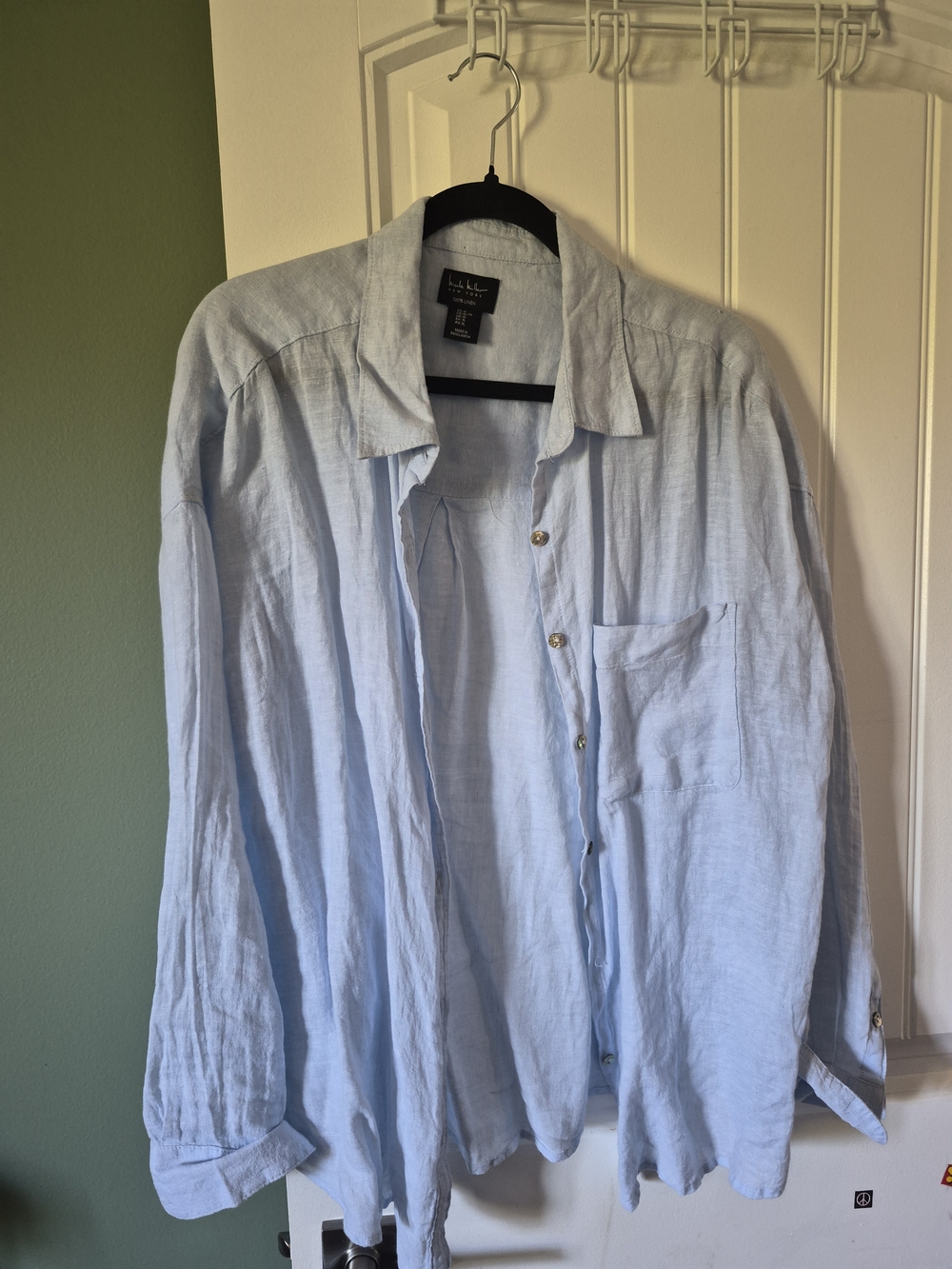 Light Blue Linen Button-Up Shirt